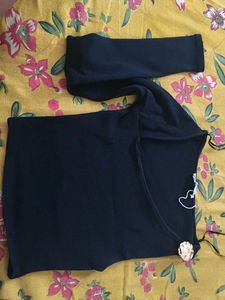 Zara Black Ribbed Detail Top