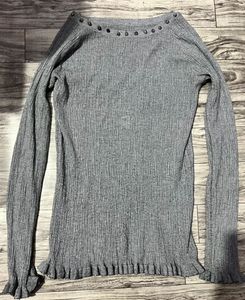 Gray Long Sleeve Top