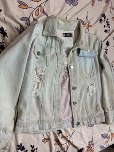 Distressed Light Wash Denim Jacket
