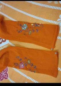 Embroidered Orange Leggings