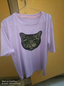 one tym wear purple tshirt with leopard sequin wor