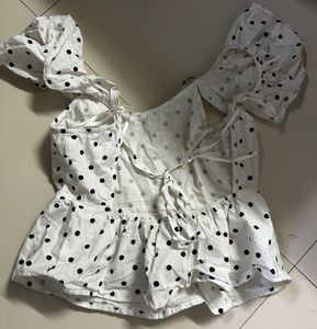 Cute Polka Dot Peplum Top