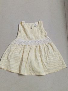 Frock Yellow White - Soft Cotton Lining Inside