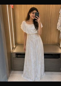 Elegant Cream Ruffle Maxi Dress