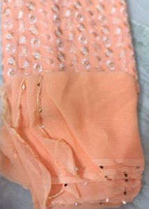 Peach Embroidered dress material