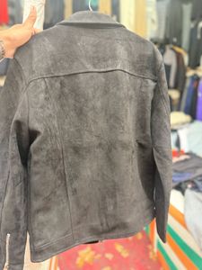 Men's Black Faux Suede Moto Jacket