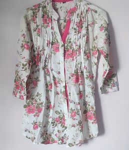 White Floral Print Shirt