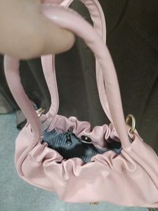 Stylish Pink Ruched Shoulder Bag