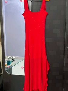 Red ruffle dress