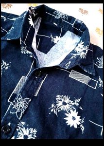Boy's Blue Floral Print Shirt