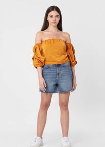 Trendy Mustard Off-Shoulder Top
