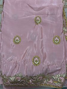 Elegant Pink Embroidered Saree