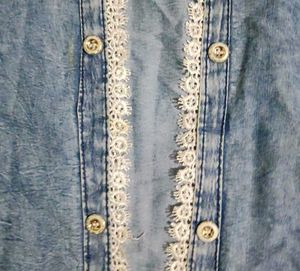 Denim Shirt with Lace Trim