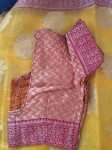 Yellow &amp; rust orange kota doriya saree