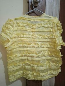 Yellow Ruffled Short Sleeve Top