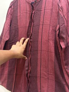 Maroon plaid shirt-top