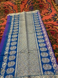 Elegant Purple Saree with Silver Border