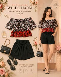 S, M, L and XL size Off-Shoulder Crop T