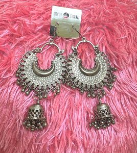 Boho Silver Jhumka Earrings-set of2