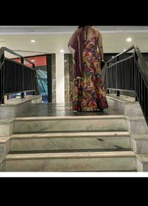 Vibrant Floral Maxi Gown with Dupatta