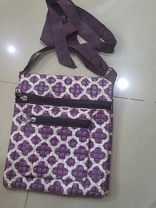 Purple &amp; White Patterned Crossbody Bag
