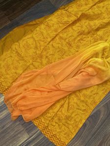 Orange Kurta Set with chiffon dupatta