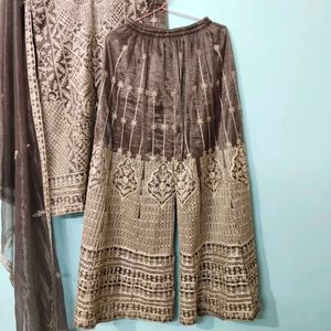 eid special Elegant Embroidered Kurta Palazzo Set