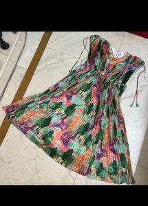 Vibrant Floral Pleated Maxi Dress