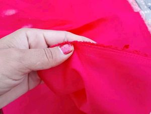 Red dress material with embroidery work