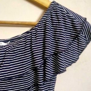 Striped Off-Shoulder Ruffle Top