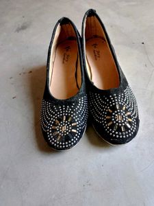 Black Wedge Heels with Rhinestones