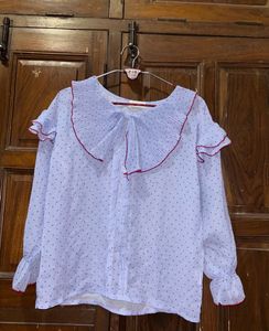 Polka Dot Ruffle Blouse