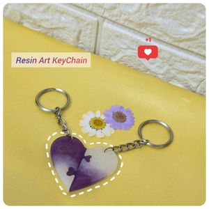 💜 Handmade Resin Heart Puzzle Keychain 💜