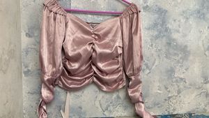 Satin Ruched Off-Shoulder Top