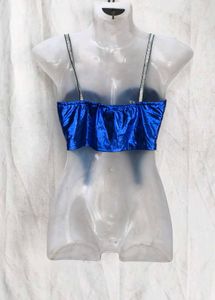 17146. Shiny Blue Corset Top