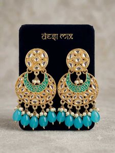 Stunning Blue & Gold Jhumka Earrings