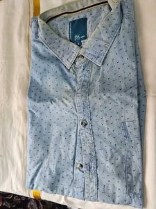 Men's Blue Printed Casual Shirt