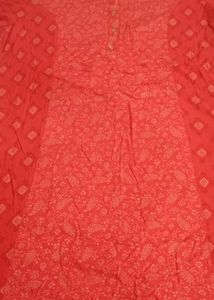 Red Foil-Printed Kurta