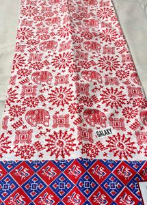 Red &amp; White Elephant Print Mul Cotton Saree