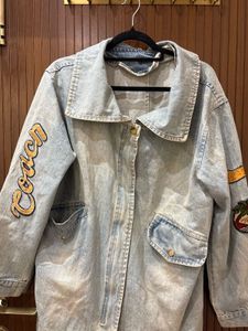 Washed Denim Jacket with Patches