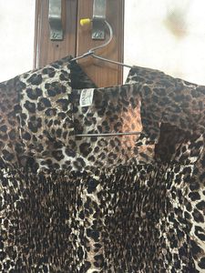 Leopard Print Smocked Crop Top