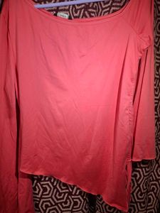 Peach Tie Side Long Sleeve Top