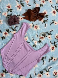 Lavender Ribbed Corset Top - New