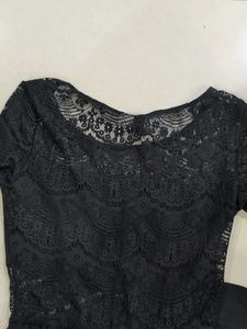 Black Lace Detail Mini Dress