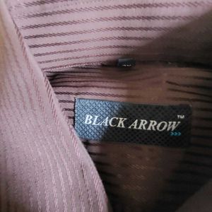 Men's Brown Striped Dress Shirt