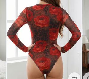 Sheer Rose Print Bodysuit