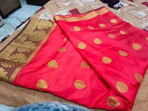 Red &amp; Gold Banarasi Saree