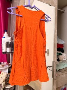 Orange Eiffel Tower Print Tank Top
