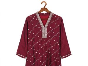 Elegant Maroon Embroidered Kurta Set