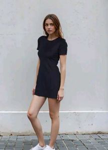 Shein Short Sleeves Flared Hem Mini A-Line Dress